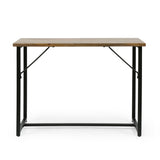 Modern Industrial Handcrafted Mango Wood Desk, Honey Brown and Black - NH564413