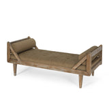 Rustic Tufted Double End Chaise Lounge with Bolster Pillows - NH171513