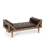 Rustic Tufted Double End Chaise Lounge with Bolster Pillows - NH171513