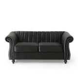 Modern Glam Channel Stitch Loveseat with Nailhead Trim - NH575413