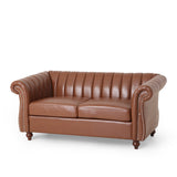 Modern Glam Channel Stitch Loveseat with Nailhead Trim - NH575413