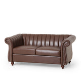 Modern Glam Channel Stitch Loveseat with Nailhead Trim - NH575413