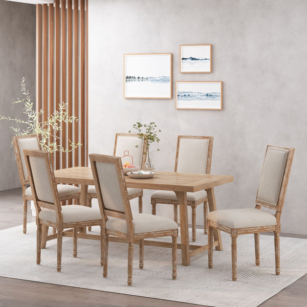 French Country Wood Upholstered Dining Chair (Set of 6) - NH955513