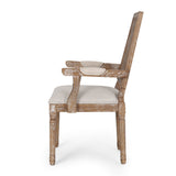 French Country Wood and Cane Upholstered Dining Chair - NH721513