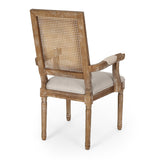 French Country Wood and Cane Upholstered Dining Chair - NH721513