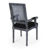 French Country Wood and Cane Upholstered Dining Chair - NH721513