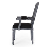 French Country Wood and Cane Upholstered Dining Chair - NH721513