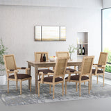 French Country Wood and Cane Upholstered Dining Chair - NH721513