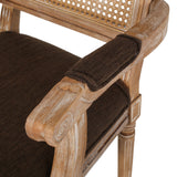 French Country Wood and Cane Upholstered Dining Chair - NH721513