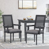 French Country Wood and Cane Upholstered Dining Chair - NH721513