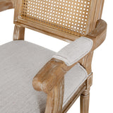 French Country Wood and Cane Upholstered Dining Chair - NH721513