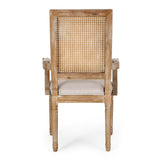 French Country Wood and Cane Upholstered Dining Chair - NH721513