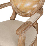 French Country Wood and Cane Upholstered Dining Chair - NH651513