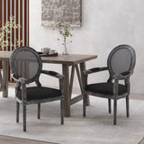 French Country Wood and Cane Upholstered Dining Chair - NH651513