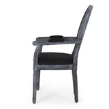 French Country Wood and Cane Upholstered Dining Chair - NH651513