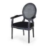 French Country Wood and Cane Upholstered Dining Chair - NH651513