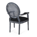 French Country Wood and Cane Upholstered Dining Chair - NH651513