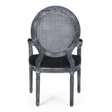 French Country Wood and Cane Upholstered Dining Chair - NH651513