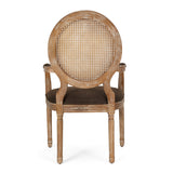 French Country Wood and Cane Upholstered Dining Chair - NH651513