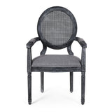 French Country Wood and Cane Upholstered Dining Chair - NH651513