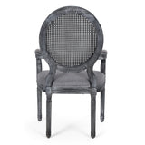 French Country Wood and Cane Upholstered Dining Chair - NH651513