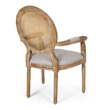 French Country Wood and Cane Upholstered Dining Chair - NH651513