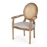 French Country Wood and Cane Upholstered Dining Chair - NH651513