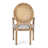 French Country Wood and Cane Upholstered Dining Chair - NH651513