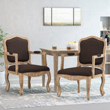 French Country Wood Upholstered Dining Armchair - NH581513