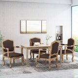 French Country Wood Upholstered Dining Armchair - NH581513