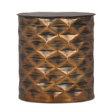 Modern Glam Handcrafted Diamond Pattern Aluminum Side Table - NH727413