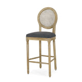 French Country Wooden Barstools with Upholstered Seating (Set of 2) - NH545313