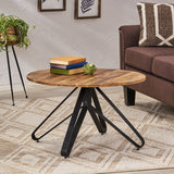 Modern Industrial Handcrafted Mango Wood Coffee Table, Natural and Black - NH537413