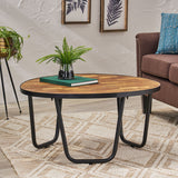 Modern Industrial Handcrafted Wooden Coffee Table, Natural and Black - NH316413