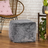 Pickerel Modern Glam Faux Fur Cube Pouf