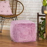 Pickerel Modern Glam Faux Fur Cube Pouf