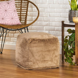 Pickerel Modern Glam Faux Fur Cube Pouf