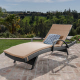 Outdoor Grey Wicker Armed Chaise Lounge w/ Water Resistant Cushion - NH481103