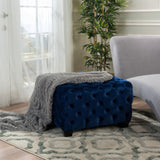 Modern Glam Button Tufted Diamond Stitch Velvet Square Ottoman - NH373892