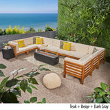 Outdoor 12 Piece U-Shaped Sectional Sofa Set with Fire Pit - NH521703