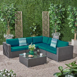 Outdoor 5 Seater Wicker Sectional Sofa Set with Sunbrella Cushions - NH894803