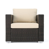 Outdoor 7 Seater Wicker Extended Sofa Chat Set with Ottomans - NH979903