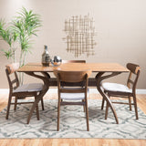 Mid-Century Natural Walnut Finish 5 Piece Dining Set - NH313992