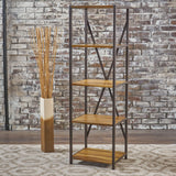 4 Shelf Wood & Metal Etagere Bookcase - NH192103