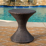 Outdoor 3 Piece Multi-Brown Wicker Chat Set with Stacking Chairs - NH684103