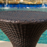 Outdoor 3 Piece Multi-Brown Wicker Chat Set with Stacking Chairs - NH684103