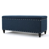 Tatiana Contemporary Fabric Storage Ottoman with Nailhead Trim