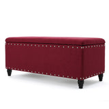 Tatiana Contemporary Fabric Storage Ottoman with Nailhead Trim