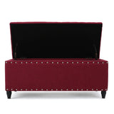 Tatiana Contemporary Fabric Storage Ottoman with Nailhead Trim