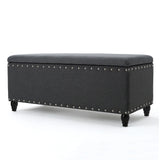 Tatiana Contemporary Fabric Storage Ottoman with Nailhead Trim